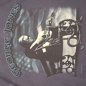 GEORGE JONES The Rock Country Blue Grey Cotton USA Western Mens XL T Shirt Y2K‎